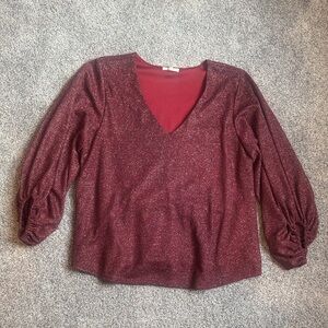 Maurices Red V-Neck Blouse